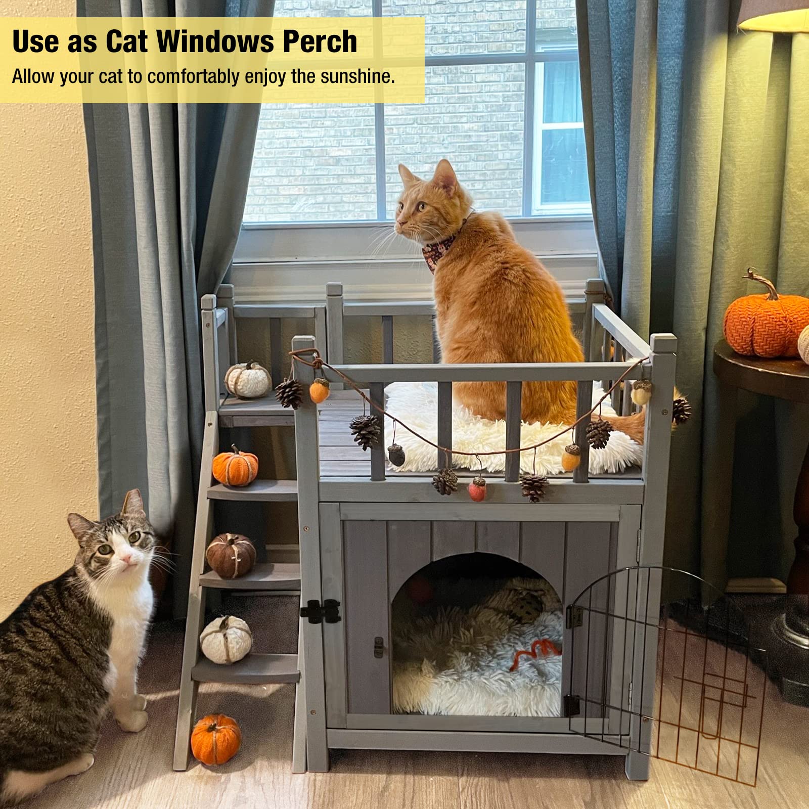 Amazon.com : Aivituvin Cat House Outdoor with Lockable Wire Door